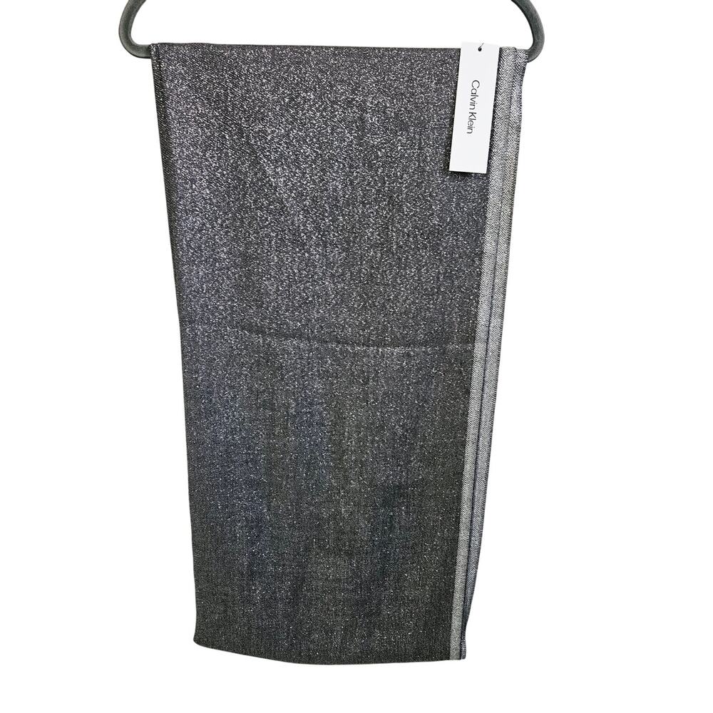 Calvin Klein Fashion Drape Scarf Gray Metallic Chic Office Commuter Fall NWT
